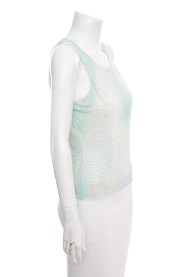 Self Portrait Mint Rhinestone Tank SZ 8