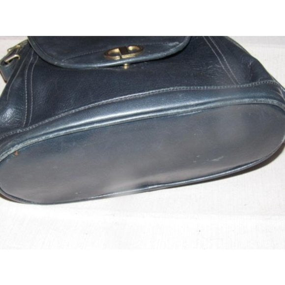 Vintage Christian Dior Navy Blue Leather Accordion Bottom Shoulder Bag