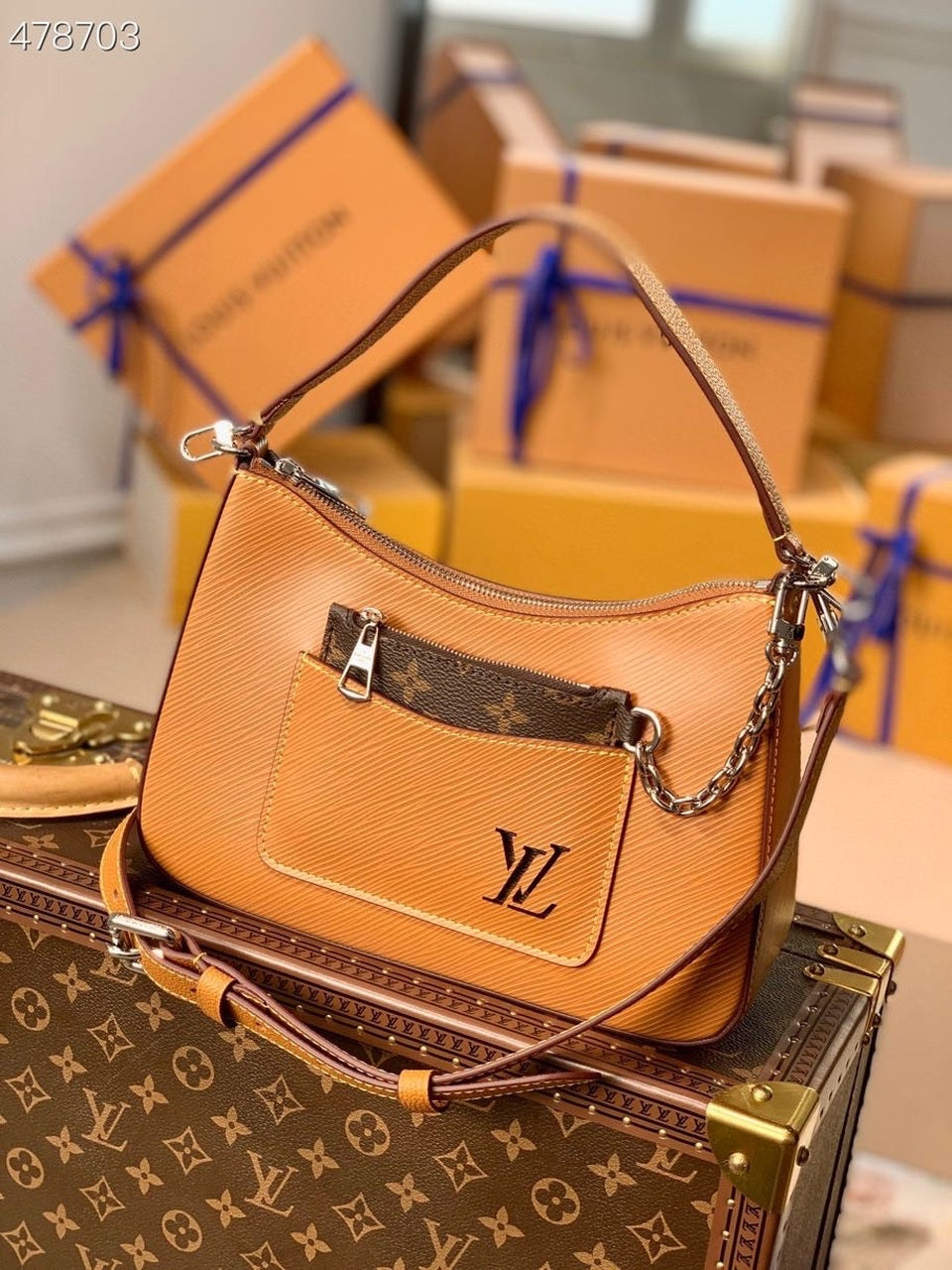 LV Marelle Tote MM Gold Miel Brown For Womtlm,  Shoulder And Crossbody Bags 11.8in/30cm LV M59953