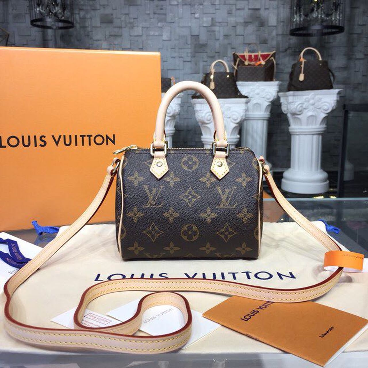 LV Nano Speedy Monogram Canvas For Womtlm,  Shoulder And Crossbody Bags 6.3in/16cm LV M61252