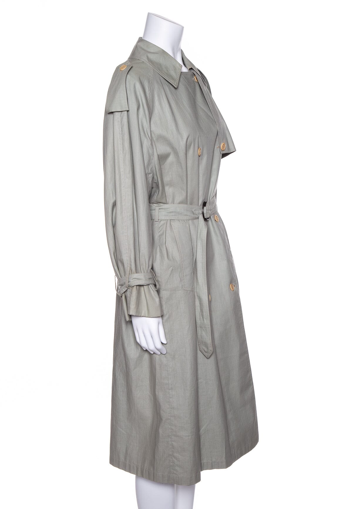 Gucci Vintage Green Cotton Trench Coat SZ 44