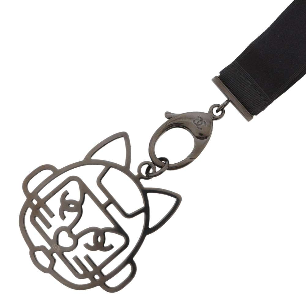 CHANEL Robot Cat Necklace Blue Metal Rhinestone