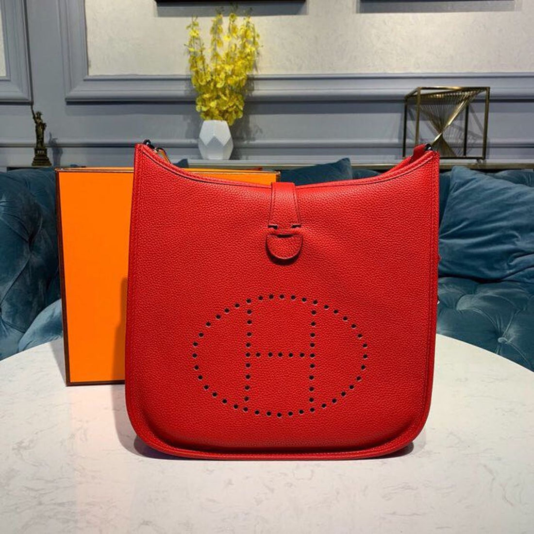 HM Evelyne III 29 Bag Red With Silver-Toned Hardware For Womtlm, Shoulder And Crossbody Bags 11.4in/29cm