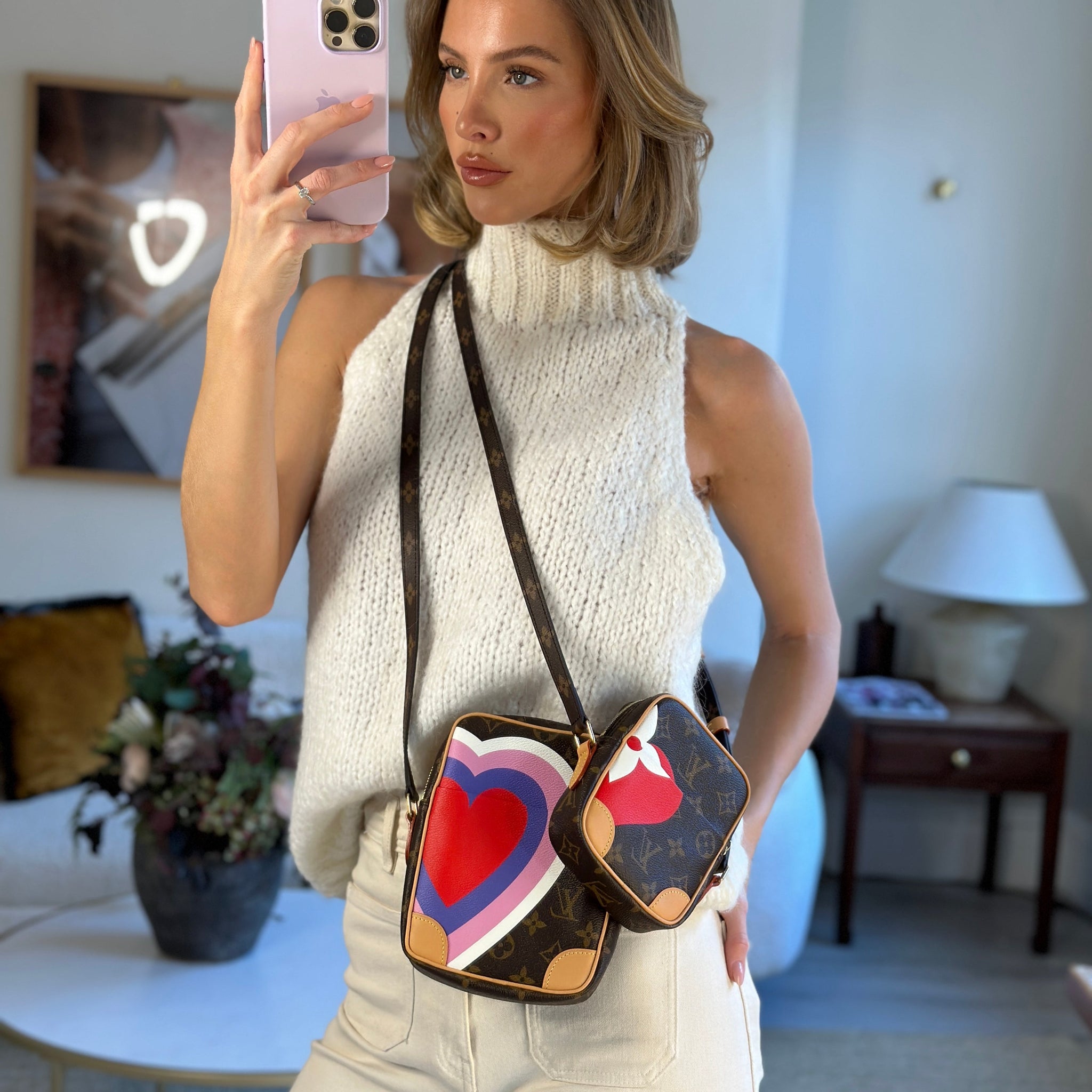 Louis Vuitton Monogram Game On Panam Set Shoulder Bag with Gold Hardware