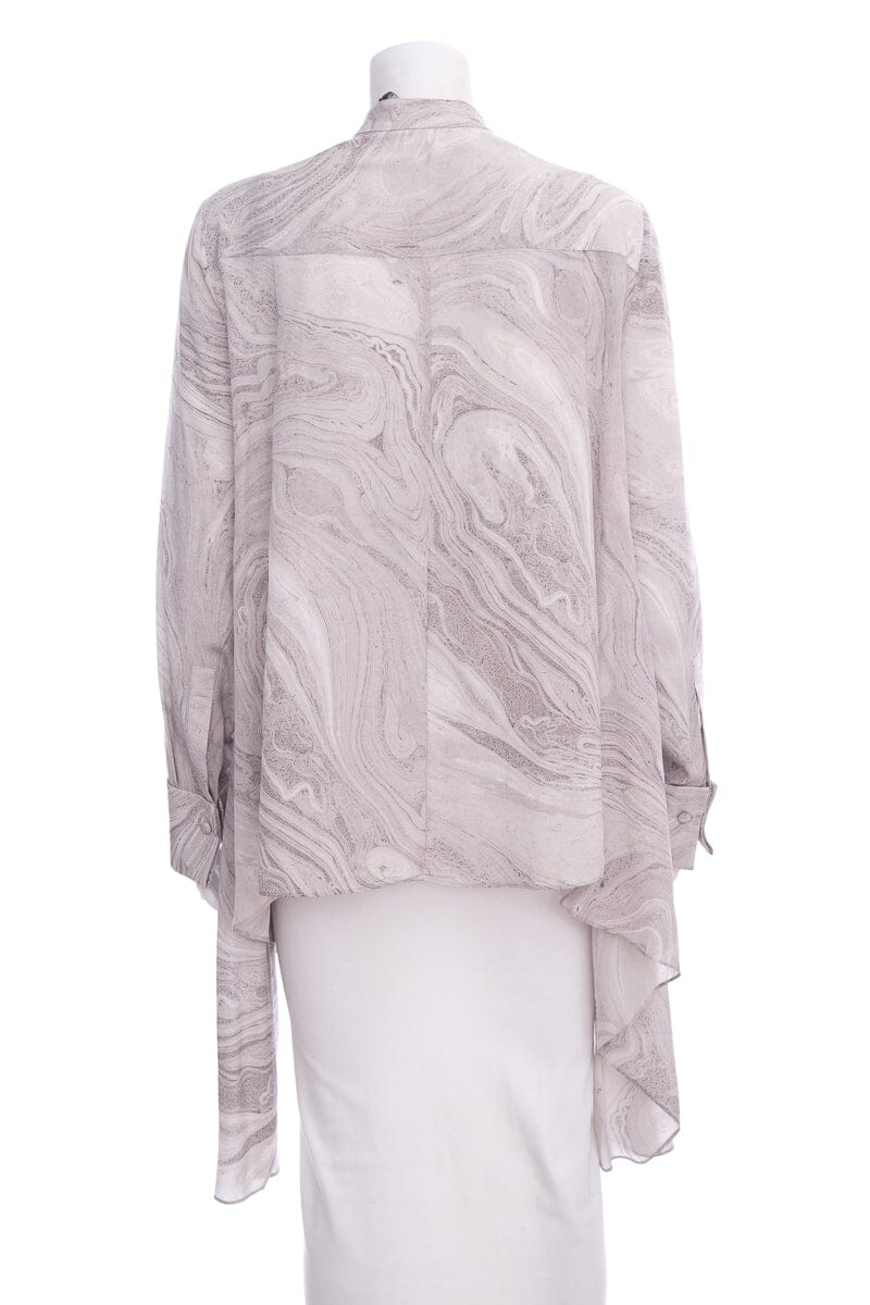 Alexander McQueen Grey Marble Long Sleeve Button Up Blouse SZ 40