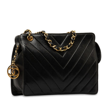 Chanel V Stitch Circus Cochrane  Chain Shoulder Bag Black Lambskin  CHANEL