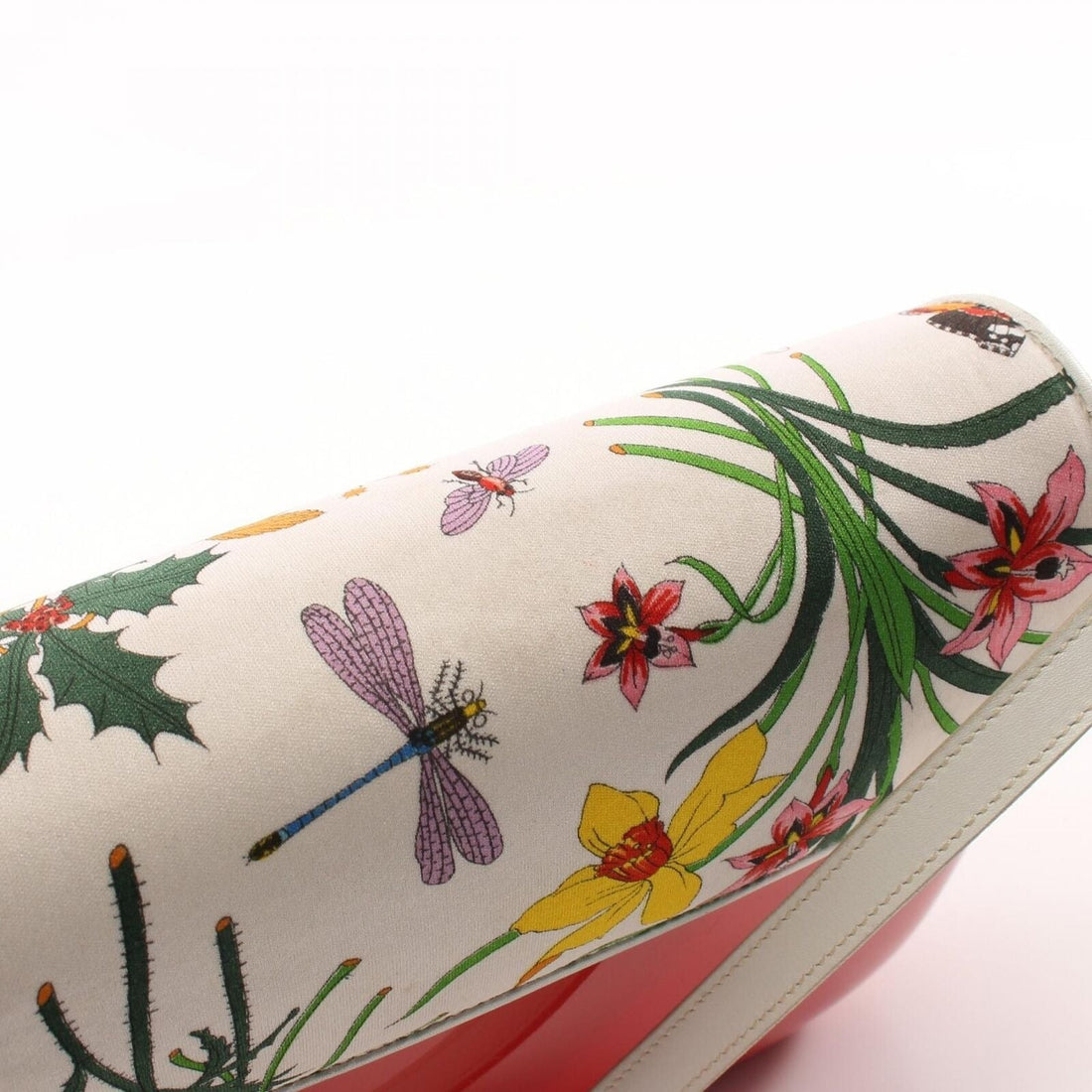 One of a kind, Gucci red Lucite cross body/shoulder bag with a leather floral flap top and gold horse-bit accents!