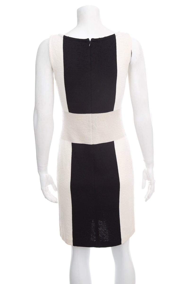 St John Black & Cream Sleeveless Color Block Dress SZ 2