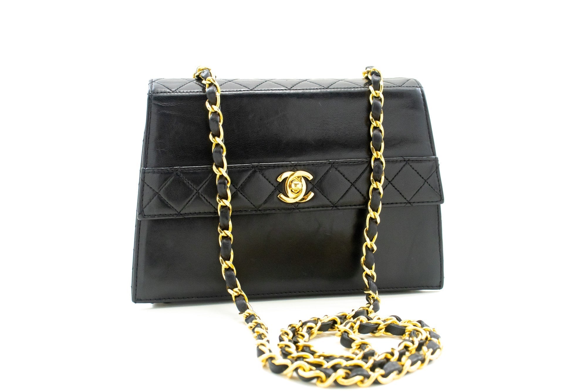 CHANEL Small Chain Shoulder Bag Black Quilted Single Flap Lambskin