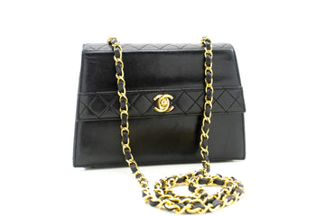 CHANEL Small Chain Shoulder Bag Black Quilted Single Flap Lambskin