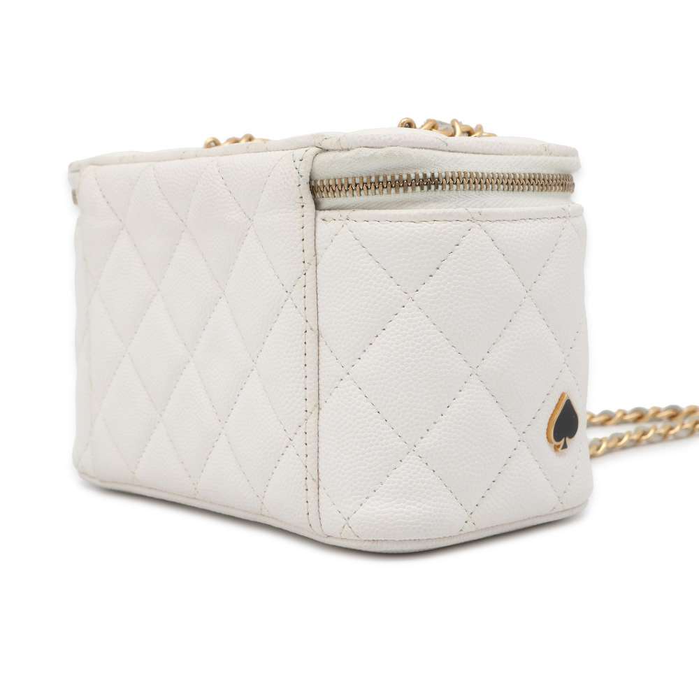 CHANEL Trump Vanity ChainShoulder Bag White AP3079 Caviar Leather