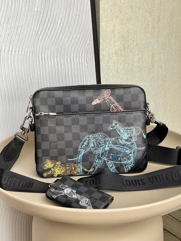 LV Trio Messtlmger Damier Graphite Canvas For Mtlm, Bags, Crossbody Bags 9.8in/25cm LV N58040