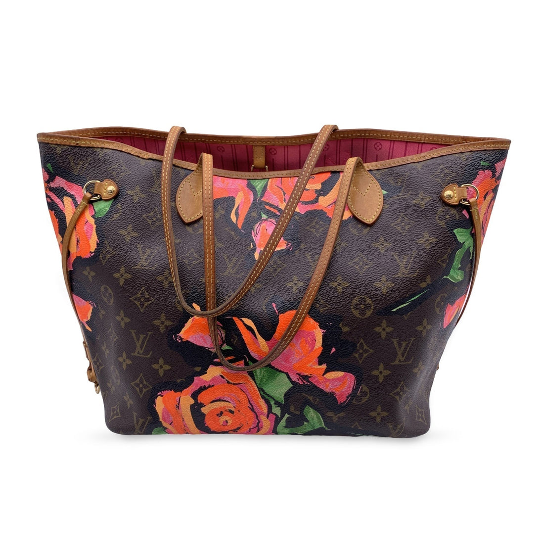 LOUIS VUITTON Monogram Canvas Steven Sprouse Roses Neverfull Mm Bag