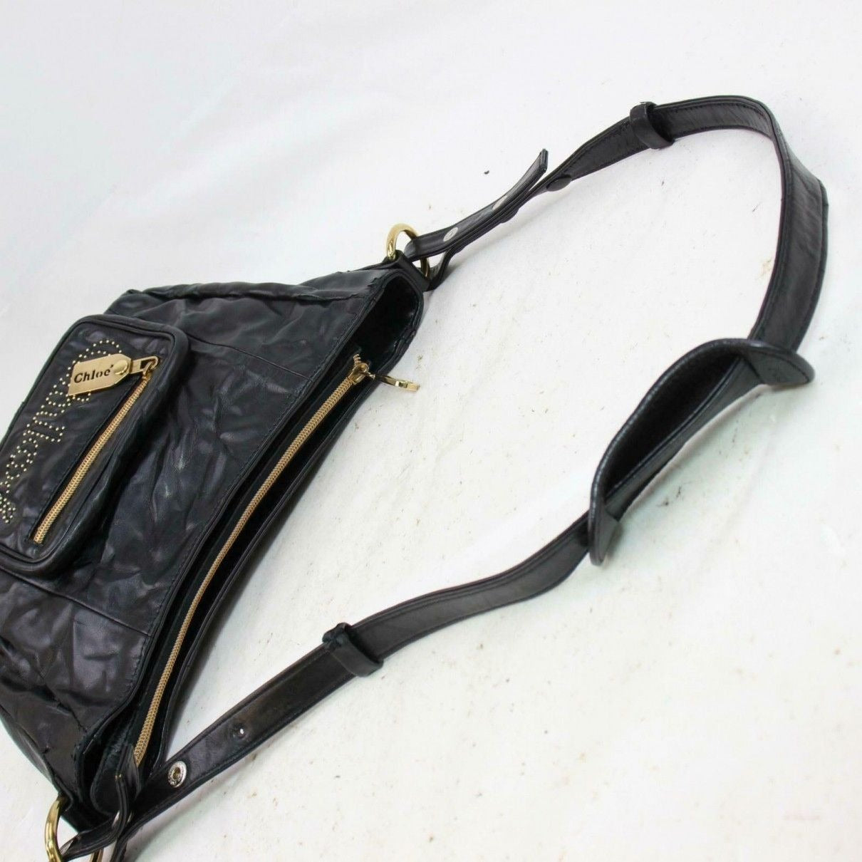 Chloé 'Eclipse' black leather two way-cross body/clutch