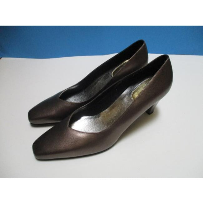 Ros Hommerson Bronze Metallic Square Almond Toe Pumps Size Us
