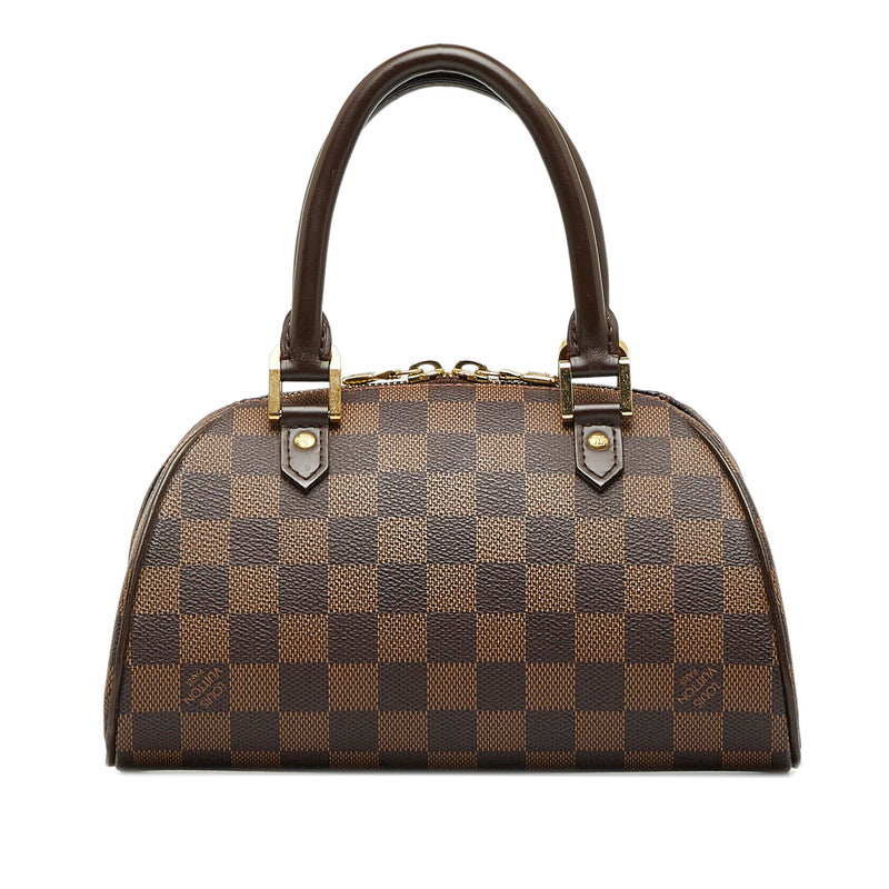 Louis Vuitton Damiere Rivera Mini Handbags Mini Boston Bag N41436 Brown PVC Leather Ladies Louis Vuitton