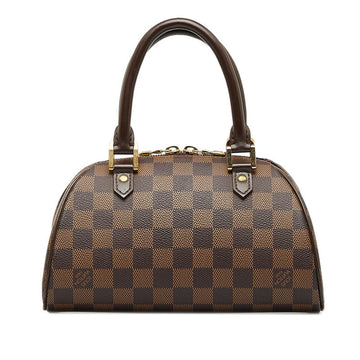 Louis Vuitton Damiere Rivera Mini Handbags Mini Boston Bag N41436 Brown PVC Leather Ladies Louis Vuitton