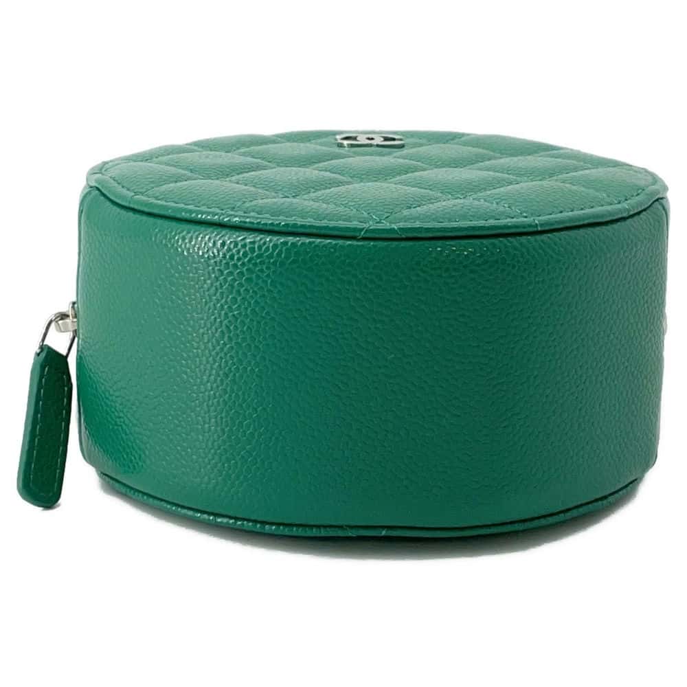 CHANEL Round Chain Shoulder Bag Green A70657 Caviar Leather