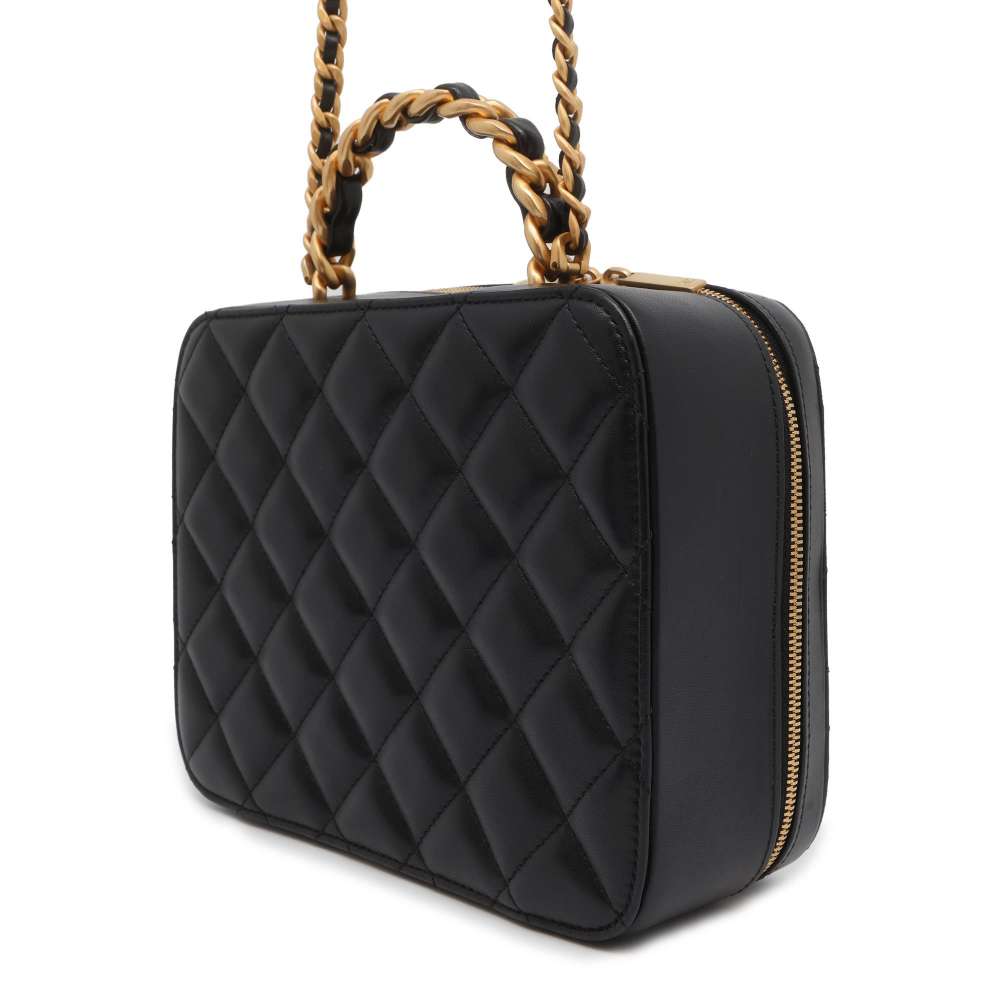 CHANEL Vanity Top Handle ChainShoulder Bag Black AS3319 Lambskin