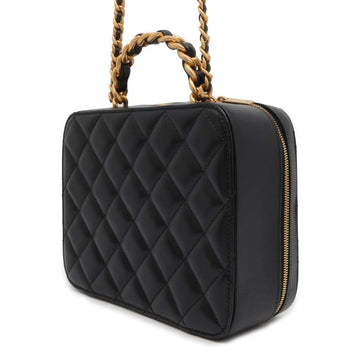 CHANEL Vanity Top Handle ChainShoulder Bag Black AS3319 Lambskin