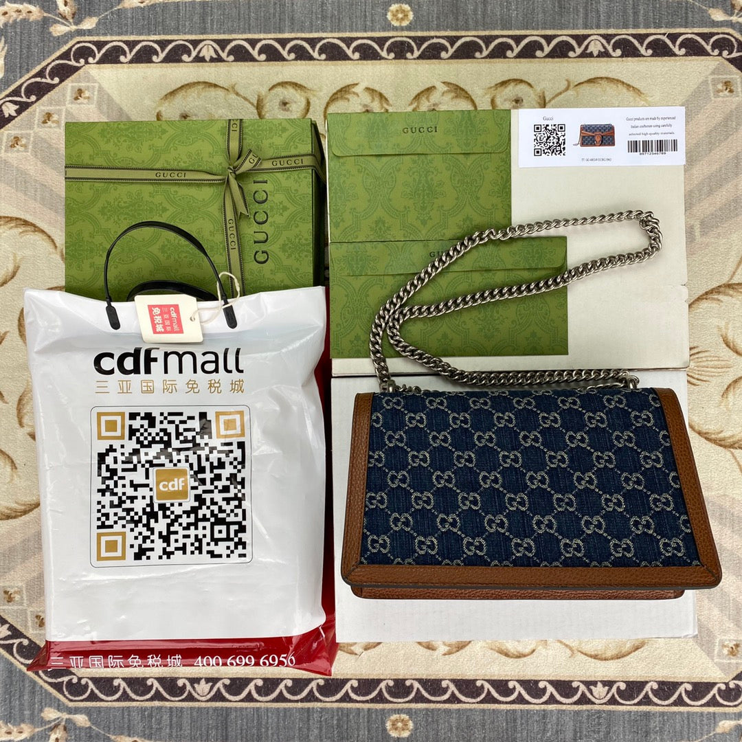 gg Dionysus Small Shoulder Bag Dark Blue And Ivory Eco Washed Organic gg Jacquard Dtlmim For Womtlm 11in/28cm gg 400249 2KQFN 4483