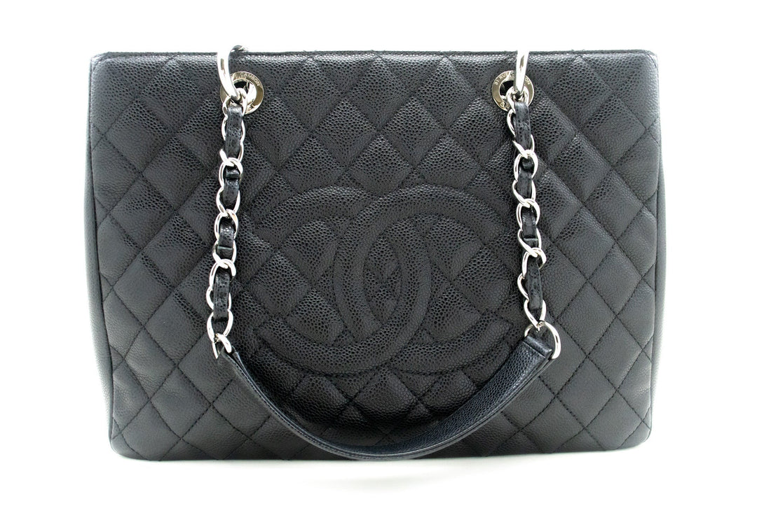 CHANEL Caviar GST 13" Grand Shopping Tote Chain Shoulder Bag Black