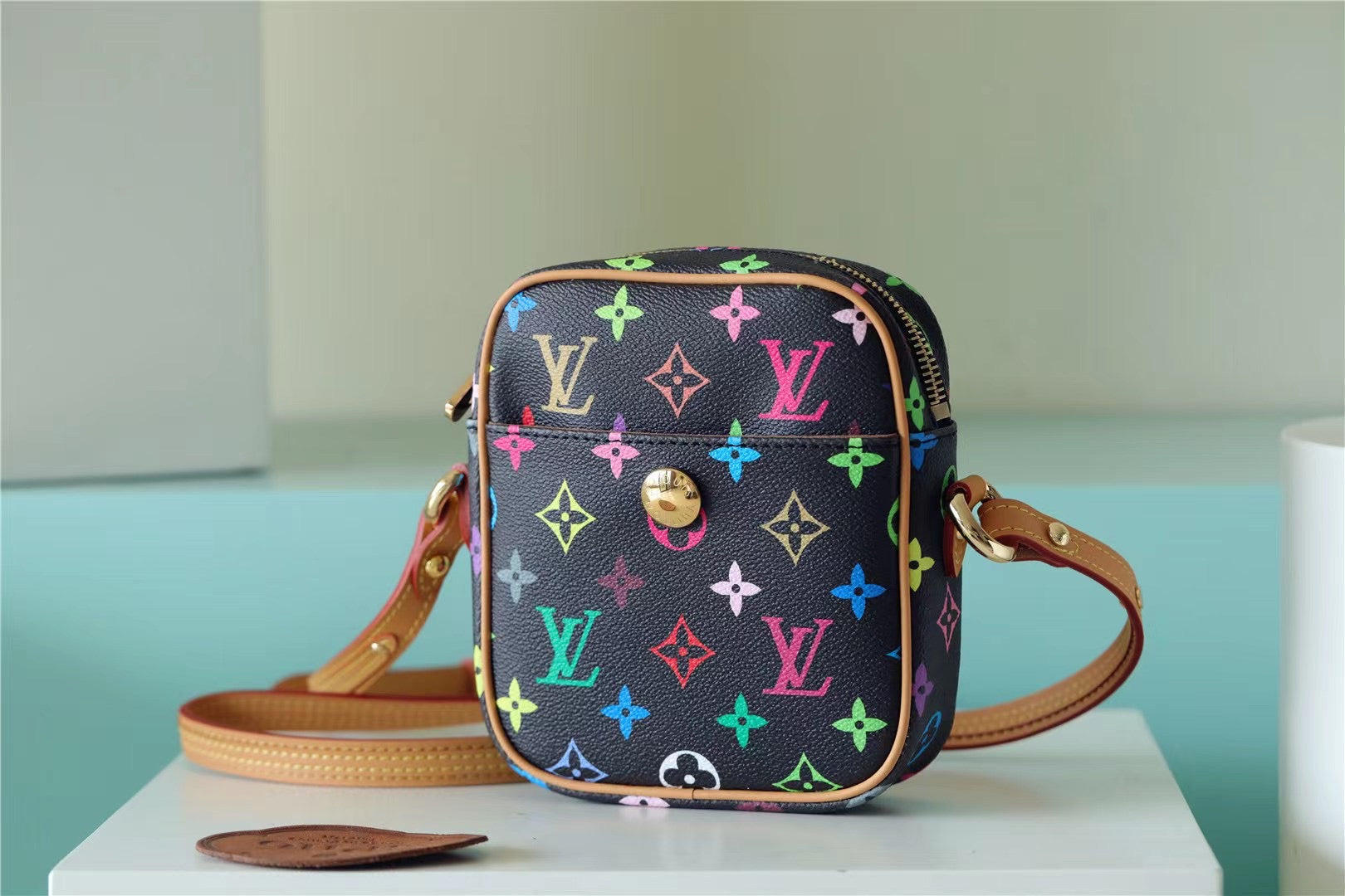 LV Rift Bag Monogram Multicolore Canvas Black For Womtlm, Womtlm’s Handbags, Shoulder And crossbody Bags 5.7in/13.5cm LV