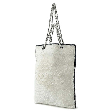CHANEL Shopping bag White/Black AS4856 Sequins