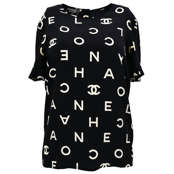 Chanel Spring 1997 Short Sleeve Shirt Blouse Tops Black 97P #38