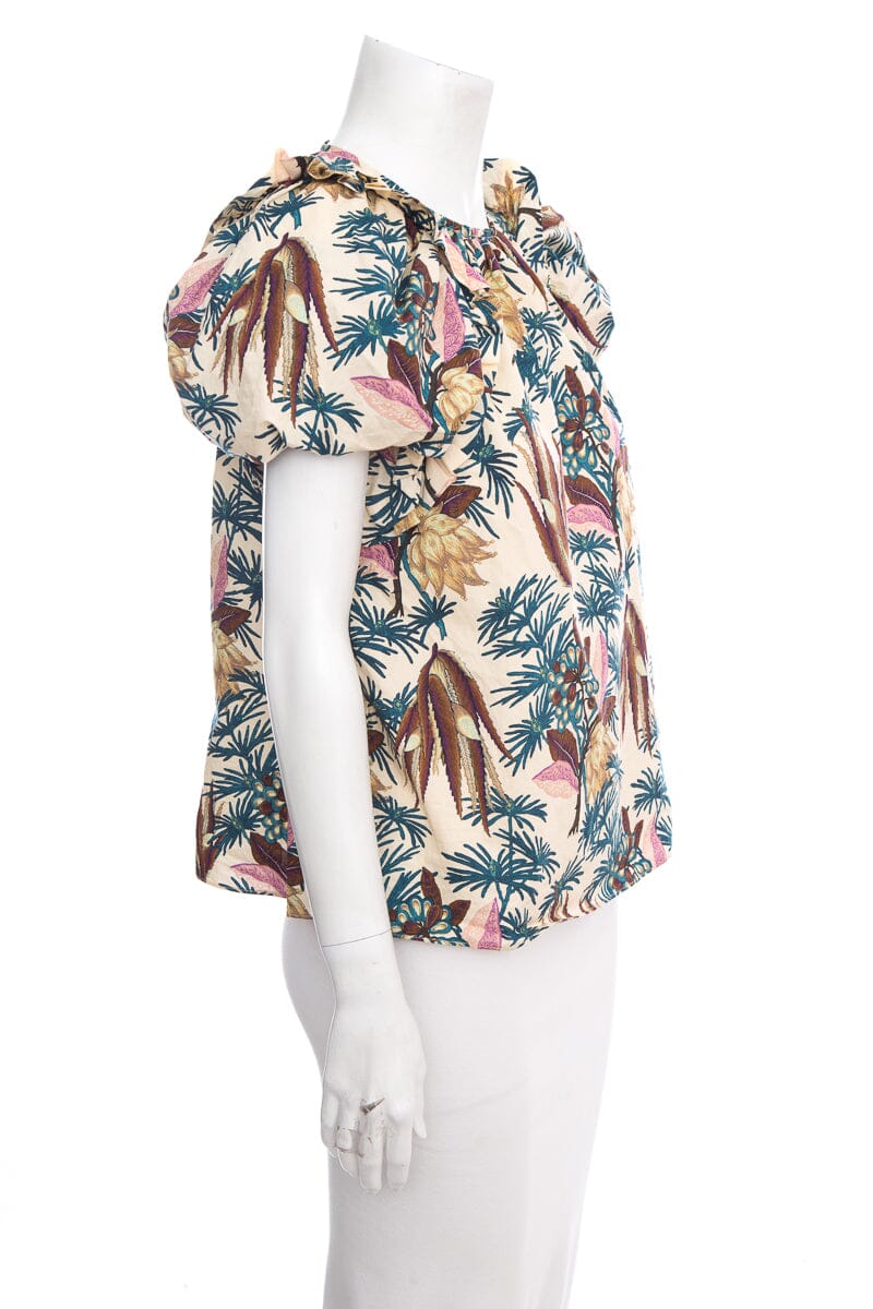 Ulla Johnson Tropical Printed Puff Sleeve Blouse SZ 4