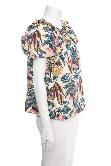 Ulla Johnson Tropical Printed Puff Sleeve Blouse SZ 4