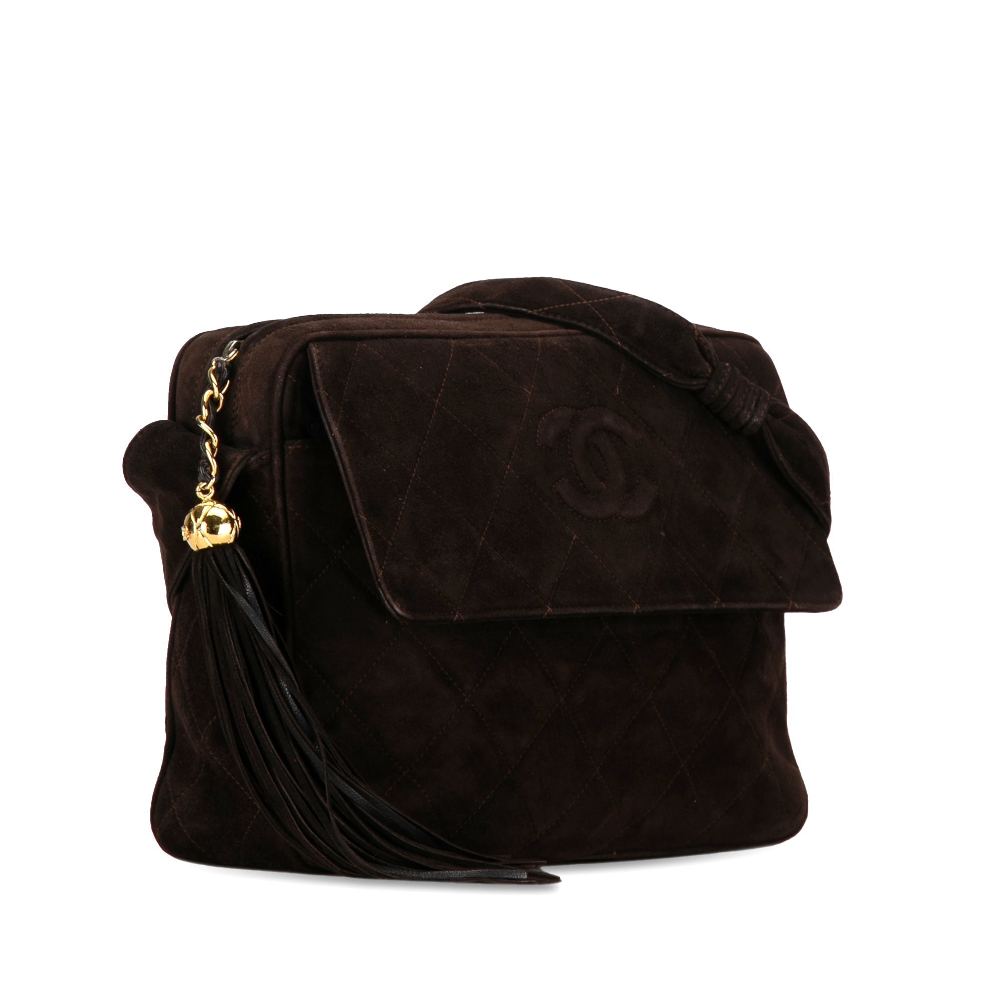 Chanel CC Quilted Suede Tassel Camera Bag