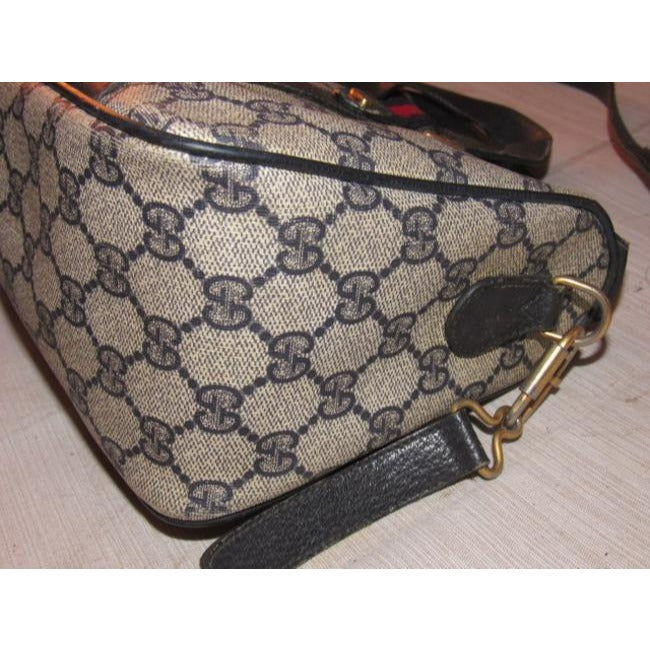 Gucci Speedy W Two Way Red Blue Accent Blue Guccissima Print Leather And Coated Canvas Satchel