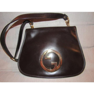 Mod, RARE, delicious, chocolate brown leather, Gucci 'Blondie', shoulder style, saddle bag with large, gold 'GG' emblem
