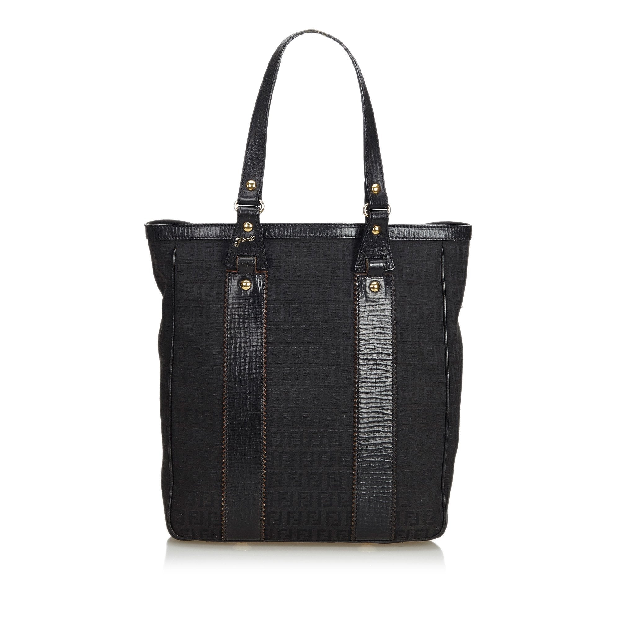 Fendi Black Canvas Fabric Zucchino Tote Bag Italy