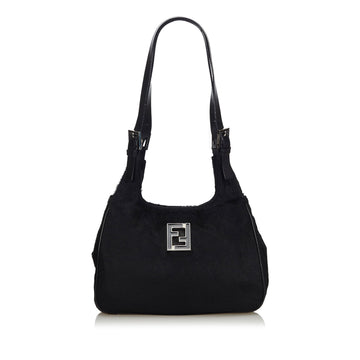 Fendi Black Pony Hair Natural Material Shoulder Bag Italy