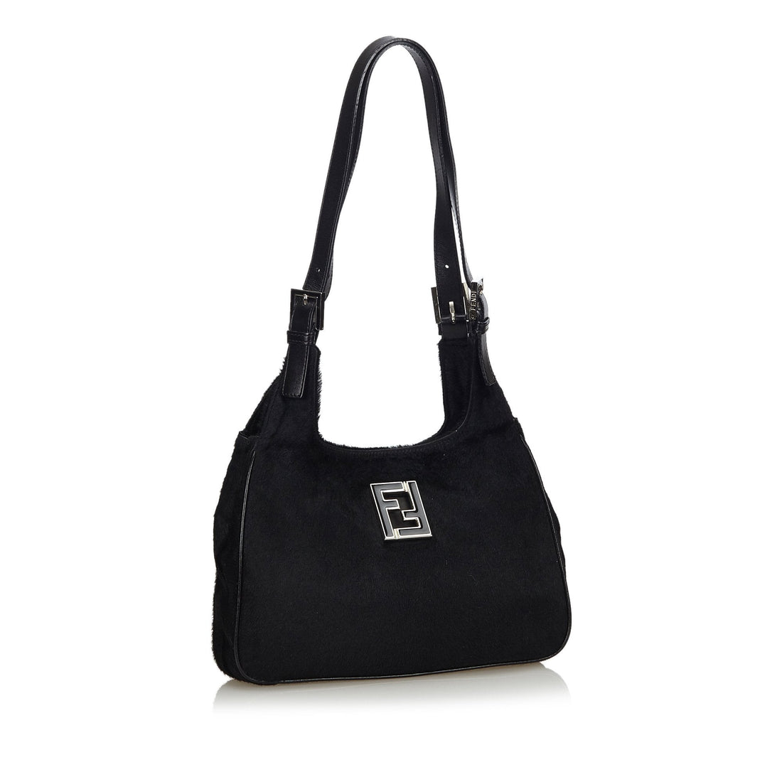 Fendi Black Pony Hair Natural Material Shoulder Bag Italy