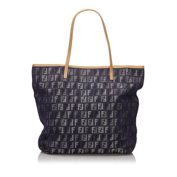Fendi Blue Navy Denim Fabric Zucchino Tote Bag Italy