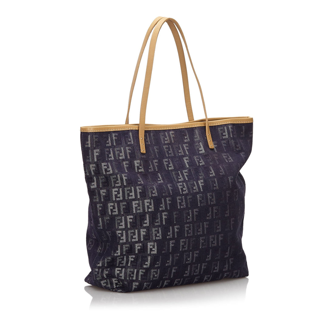 Fendi Blue Navy Denim Fabric Zucchino Tote Bag Italy