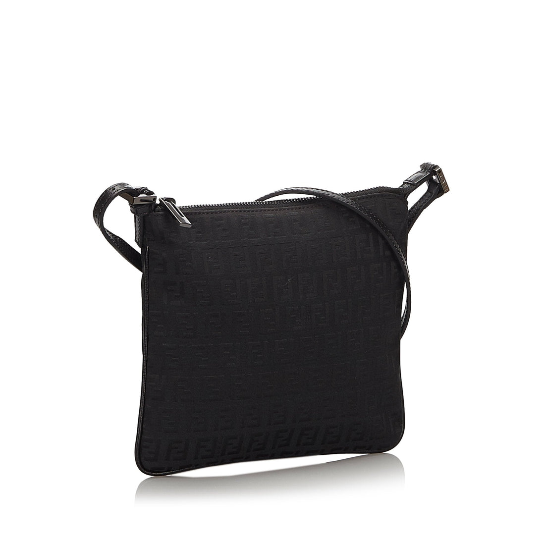 Fendi Black Canvas Fabric Zucchino Crossbody Bag Italy