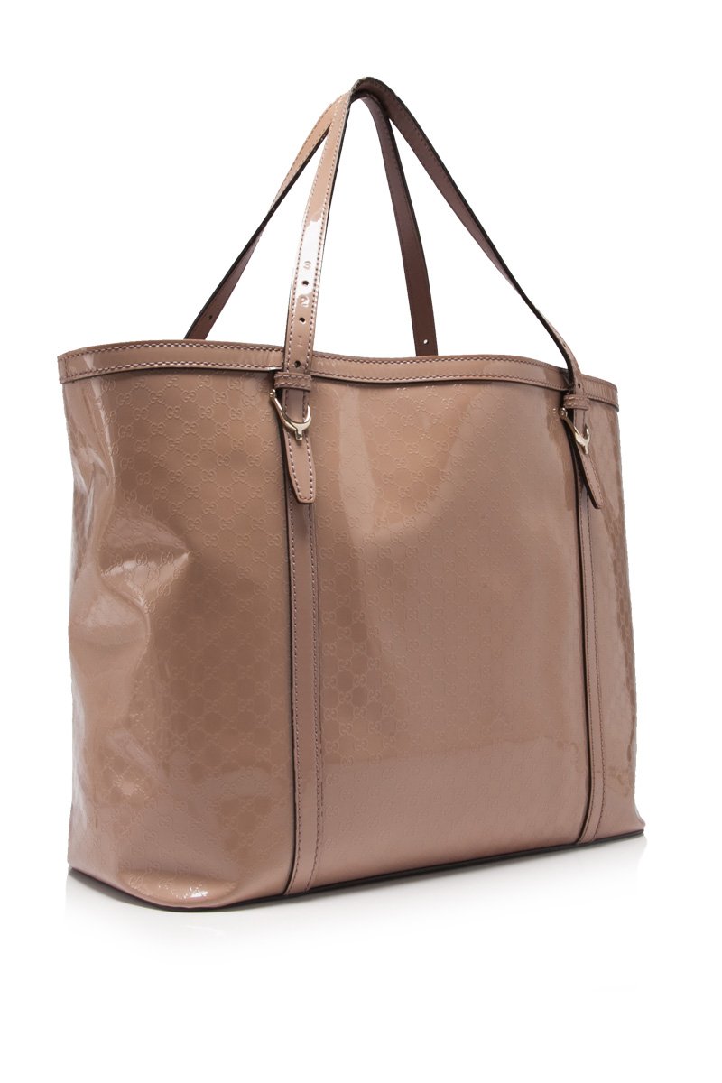 Gucci Brown Microguccissima Patent Leather Nice Tote Bag Italy