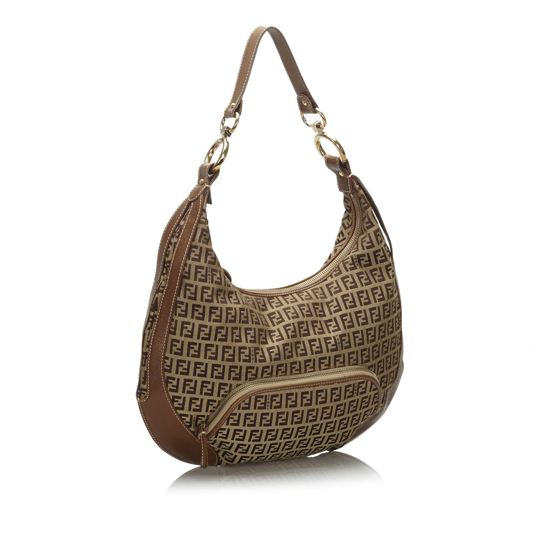 Fendi Brown Beige Canvas Fabric Zucchino Chef Hobo Bag Italy