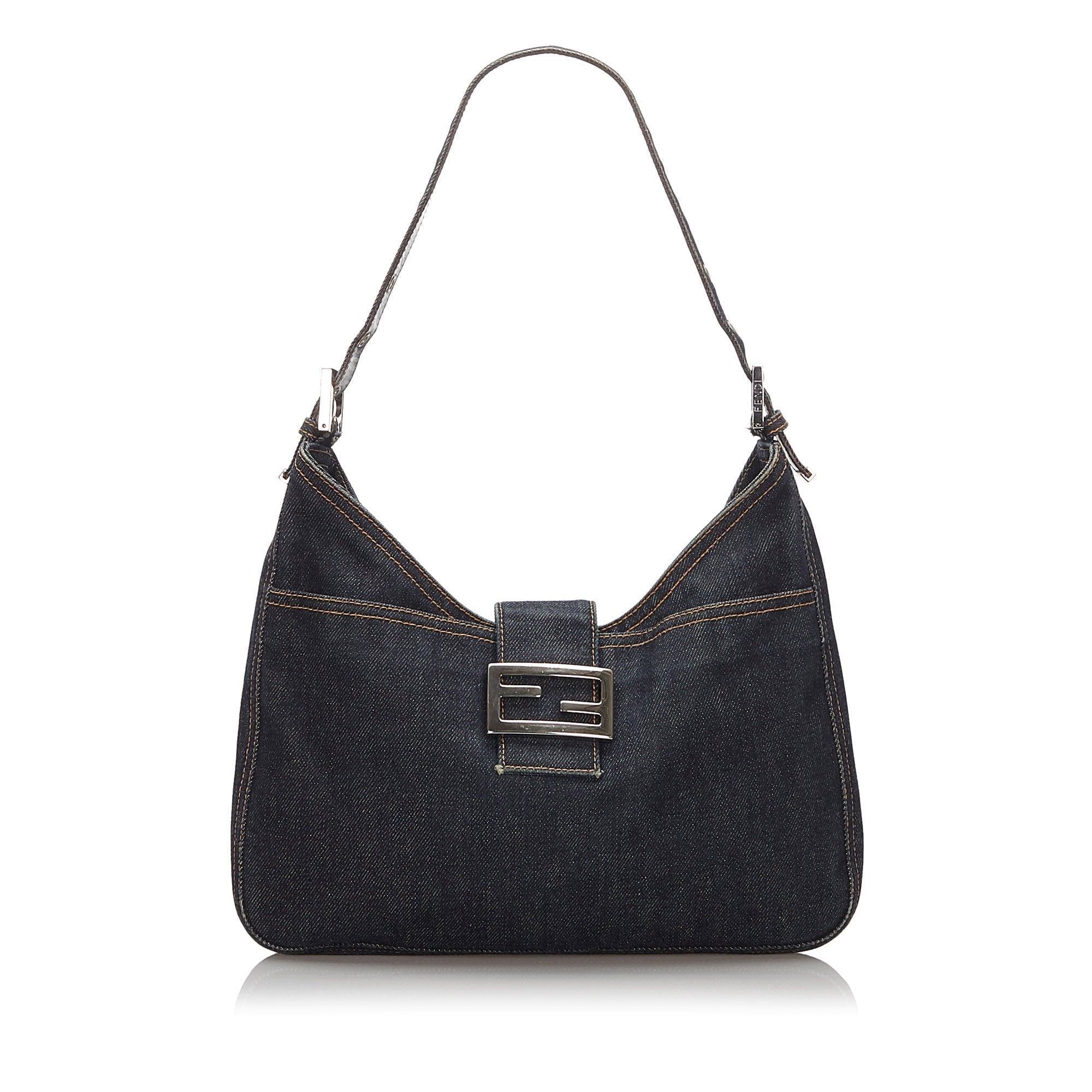 Fendi Blue Denim Fabric Shoulder Bag Italy