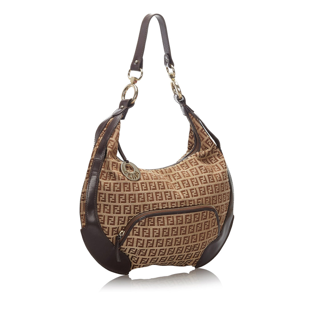 Fendi Brown Beige Canvas Fabric Zucchino Chef Hobo Bag Italy