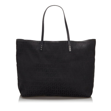 Fendi Black Canvas Fabric Zucchino Roll Tote Bag Italy