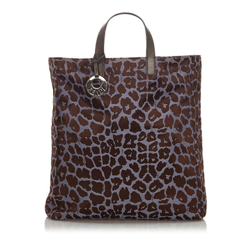 Fendi Blue Nylon Fabric Leopard Print Tote Bag Italy