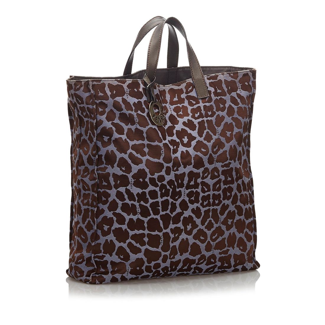 Fendi Blue Nylon Fabric Leopard Print Tote Bag Italy