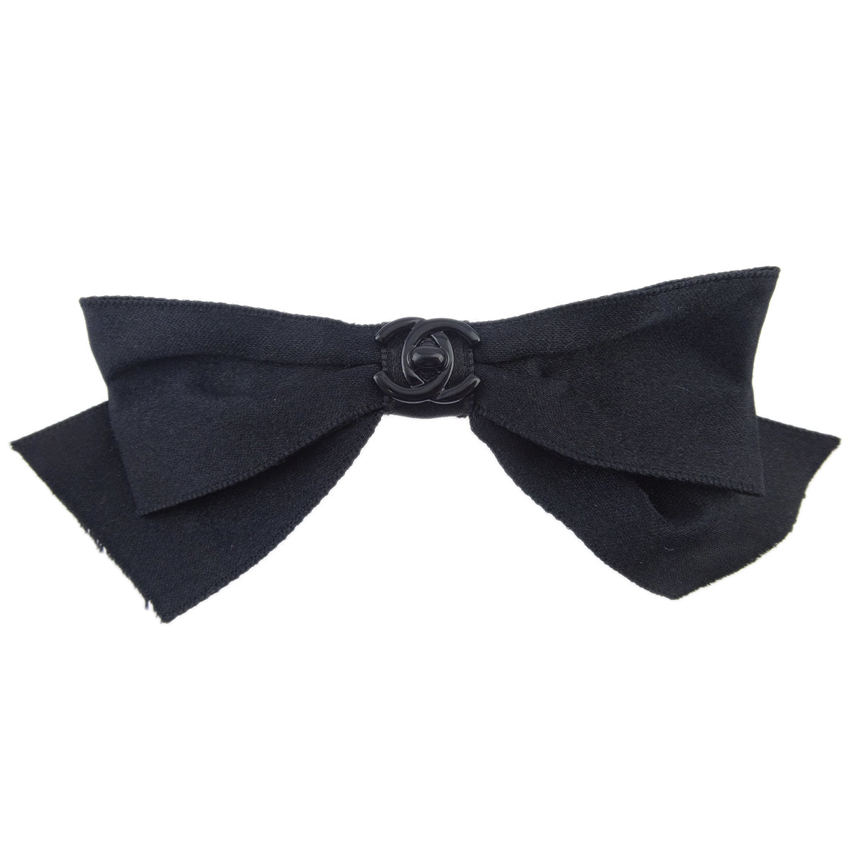 Chanel Turnlock Bow Satin Hair Barrette Black