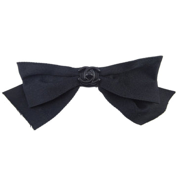 Chanel Turnlock Bow Satin Hair Barrette Black