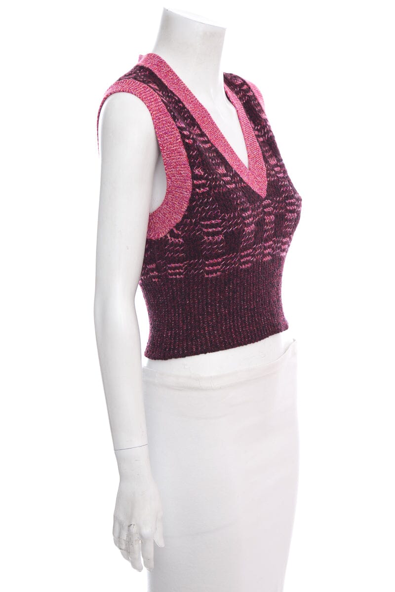 Chanel Pink Knit Cropped Vest SZ 36